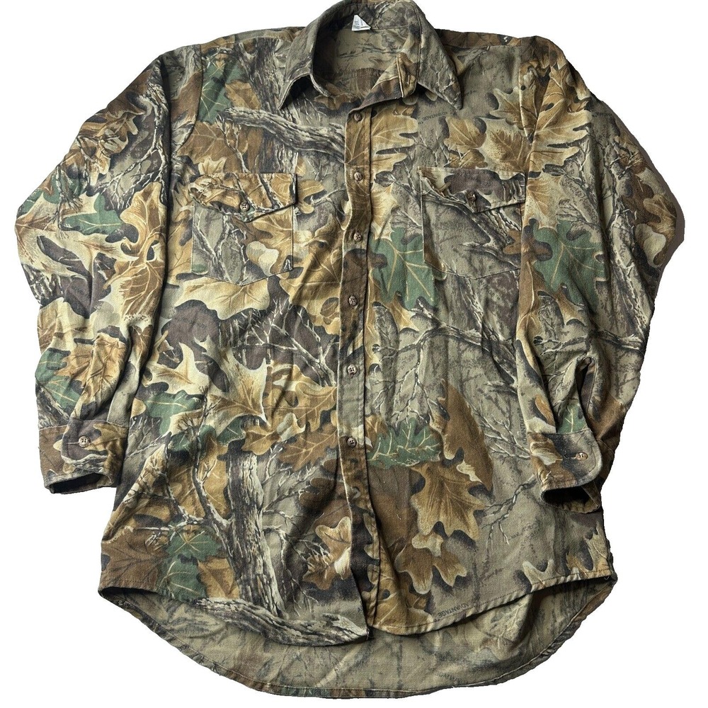 Crafted with Pride in America Mens Camo Button Up Shirt Advantage Camouflage M